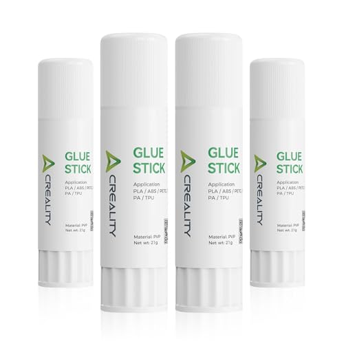 Creality 3D Printer Glue Sticks 4 Pack Enhanced First Layer Adhesion Reduce Warping on Hot Bed, PVP Solid 3D Print Glue Sticks Compatible with PLA/ABS/PETG/PC/PA/TPU, Each Weighing 21g/0.74oz