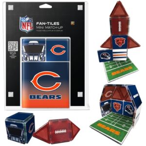 CreateOn Chicago Bears NFL Fan-Tiles Magnetic Match-Up Tiles | 17-Piece Building Set for Kids & Adults | Officially Licensed NFL Team Collectibles | Build, Play & Display (All 32 Teams Available)