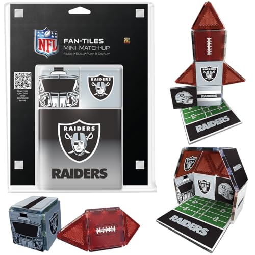 CreateOn Las Vegas Raiders NFL Fan-Tiles Magnetic Match-Up Tiles | 17-Piece Building Set for Kids & Adults | Officially Licensed NFL Team Collectibles | Build, Play & Display (All 32 Teams Available)