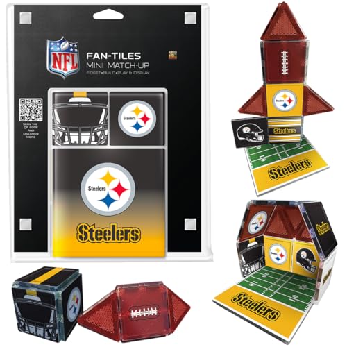 CreateOn Pittsburgh Steelers NFL Fan-Tiles Magnetic Match-Up Tiles | 17-Piece Building Set for Kids & Adults | Officially Licensed NFL Team Collectibles | Build, Play & Display (All Teams Available)
