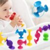 CreateView Toddlers Suction Cup Toys, High Chair Toys for Babies, Bath Toys for Kids Ages 1-3, Airplane Baby Essentials Starter Montessori Stocking Stuffers Travel Car(12-Large)