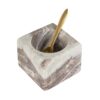 Creative Co-Op Square Marble Bowl with Stainless Steel Spoon, Brown