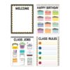 Creative Teaching Press CTP Core Decor Classroom Essentials 4-Chart Pack 17x22 inches -Contains Welcome, Birthday, Class Jobs, and Class Rules Charts 11134