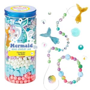 Creativity for Kids Mermaid Bead Jewelry Jar: Create 40+ Friendship Bracelets for Girls, DIY Girls Beads Jewelry Making Kit, Summer Activities for Kids & Mermaid Gifts (Ages 6+)
