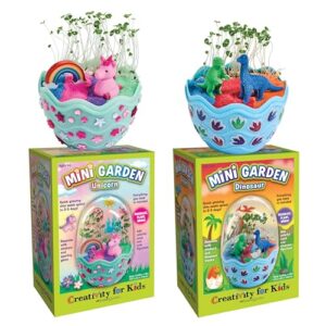 Creativity for Kids Mini Garden Bundle: Unicorn & Dinosaur Terrarium Kits for Kids (Ages 6+)