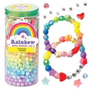 Creativity for Kids Rainbow Bead Jar Jewelry Making Kit: Makes 40+ Friendship Bracelets, DIY Crafts for Girls, Great Summer Activities for Kids (Ages 6+)