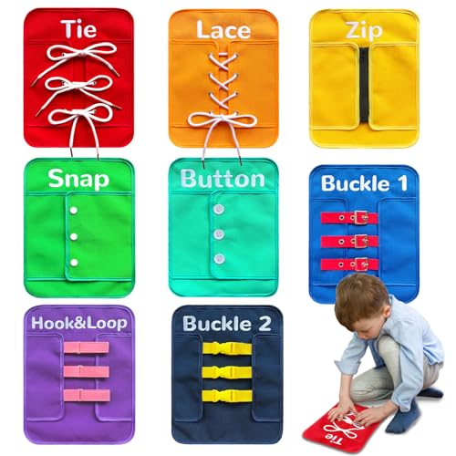 Creatoy Montessori Fine Motor Toys for Toddlers, Basic Life Skills Early Learning Sensory Toys for 2 3 4 5 Year Old Xmas Gifts, Learn to Dress Preschool Homeschool Kindergarten Must Haves