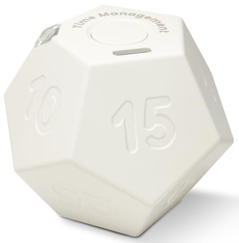CREAVIVA Cube Pomodoro Timer - Flip to Start Countdown, Rechargeable Mini Productivity Timer for Study, Office, 11 Preset Times, Silent/Vibration, Time Management Tool for Kids & ADHD (White)