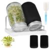 CREAWONDER Sprouting Jar Kit, 2 Wide Mouth Quart Mason Jars with 316 Stainless Steel Screen Sprout Lids, Drip Tray, Stand, Seed Sprouter Set for Growing Broccoli, Alfalfa, Mung Bean