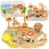Crelloci Double-Layer Pet Magic Sand Playset, 2 Colors Magnetic Sand Sensory Bin with Cat & Dog Figures, Mess-Free Sand Toy Kit for Kids, Creative Sensory Play, Gift for Boys & Girls Age 3+