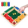 CRETVIS 1-4 Players Shut The Box Dice Game, 10 Numbers Traditional Wooden Pub Bar Board Family Table Mat Game Dice for Adults