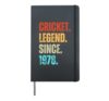 Cricket Legend Since 1978 Retro Birthday Hardcover Journal, Black