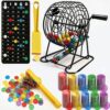 Criskrfan Bingo Game Set with Bingo Chips&Wands-Metal Cage, Master Board,Colored Balls, Mix Colors Bingo Chips &Bingo Wands,Ideal for Large Groups,Party Entertainment for Christmas & Party Supplies