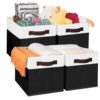 Criusia 4-Pack Collapsible Fabric Storage Bins with Dual Handles – Versatile Closet and Shelf Organizers for Clothes, Black