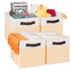 Criusia 4 Pack Collapsible Fabric Storage Bins with Dual Handles – Versatile Closet and Shelf Organizers for Clothes, Toys and Home Essentials, Beige