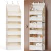 Criusia 6-Shelf Fabric Over The Door Organizer, Thickened Non-Woven Fabric Closet Hanging Storage, 3 Pcs Upgrade Hooks, 55lbs Capacity, Beige