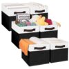 Criusia 6 Pack Collapsible Fabric Storage Bins with Dual Handles – Versatile Closet and Shelf Organizers for Clothes, Toys and Home Essentials, Black , 14x10x9.5