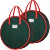 Criusia Wreath Storage Container, 2 Pack Christmas Wreath Storage Bag with Sturdy Handle, Two-way Zipper,Durable Wreath Storage Organizer Box for Holiday Decoration (Green, 36"x8")
