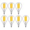CRLight 8W Dimmable LED Candelabra Globe Bulb G16.5 E12 2700K, 8 Pack
