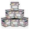 CroBlissful 6 Pcs 11 Inch Foldable Fabric Storage Cube Bins Colorful Pencil Print Classroom Must Have Collapsible Cubby Basket Bins with Handles Back to School Supplies for Classroom Home Organizer