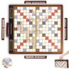 Crossword Game with Magnetic Letter Tiles, Foldable Board into Portable Carry Case, Luxury Edition Word Building Game with Rotating Wooden Board, Educational Family Board Game for 2-4 Players