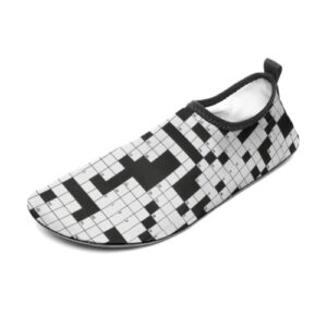 Crossword Puzzle Pattern Water Shoes for Women Men Barefoot Quick-Dry Aqua Socks Slip-on for Beach Swim Surf Yoga 11/12women,9/10men