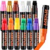 Crtiin 12 Colors Jumbo Acrylic Paint Markers, 15mm Wide Felt Tip Permanent Waterproof Quick Drying Paint Pens for Poster Rock Painting Fabric Ceramic Metal Glass Wood Canvas DIY Crafts