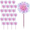 Crtiin 24 Pcs Pom Pom Pens Foil Firework Ballpoint Pens Glitter Sparkly Pen Bulk Birthday Party Favor Goodie Bag Stuffer Classroom Back School Teacher Supplies Wedding Decoration Gift (Pink)