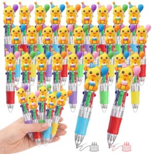 Crtiin 30 Pcs Birthday Party Mini Multicolor Pens in One 4-in-1 Bulk Cute Fun Ballpoint Pens for Kids Favors Goodie Bag Stuffers Back to School Supplies Classroom Prizes (Duck)