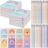 Crtiin 48 Pcs Back to School Gifts Bulk Spiral Notebooks Pencils Set Pocket Journal Teacher Gifts Bulk Thank You Teacher Gift for Teachers Back to School Party Supplies(Rainbow)
