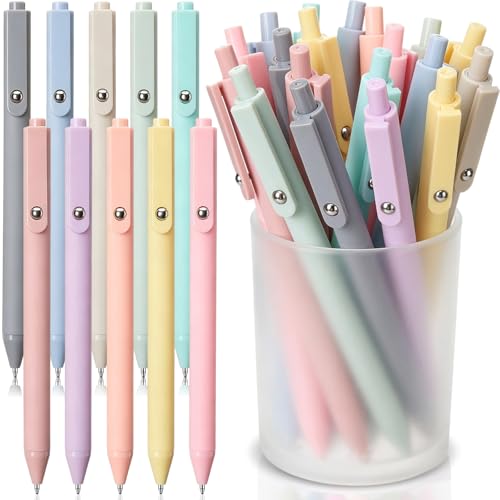 Crtiin 50 Pcs Ballpoint Pens Bulk, Retractable Stress Relief Pens with Smooth Black Ink, Cute Colorful Ballpoint Pen for Journaling Office School Classroom Coworke Back to School Supplies(Macaron)