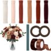 Crtiin 624 Pcs Pipe Cleaner Flower Kit Boho Neutral Chenille Stems DIY Pipe Cleaner Flowers Craft Floral Wire Tape Ribbon Handmade Chenille Stem Art Home Decor DIY Crafts Flower Making Kit