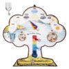 Crtiin Felt Weather Chart Calendar for Kids 13.78 Inch Tree Shape Learning Activities Multicolor Rotating Discs Arrow Indicators for Classroom Preschool Homeschool Kids