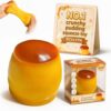 Crunchy Pudding Squishy Stress Ball, Bead Filled Caramel Dessert Squeeze Toy, Moldable Non Rebound Sticky Silicone ASMR Fidget for Adults, Desk Gift Party Favor, 2.4 Inch