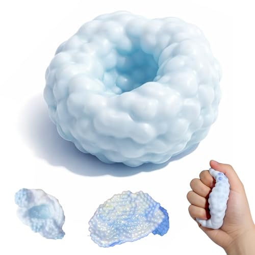 Crunchy Squishy Stress Ball, Crunchy Stress Ball with Beads, ASMR Smoothie Squeeze Toy, Anxiety Relief Fidget Ball for Adults & Kids, Party Favors and Employee Gifts(Blue)