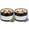 Crystal Candle Set for Women, White Sage Lavender, 2 Pack Soy Wax