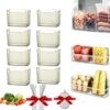 Crystal Clear Freezer Storage Bins, Stackable Freezer Organizers and Storage for Refrigerator with Handles, Fridge, Cabinet, Kitchen, Countertops, Cupboard, 8PCS-A, S(4.7"L x 4.7"W x 3.7"H)