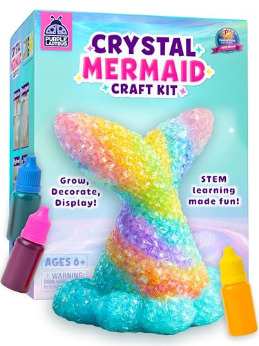 Crystal Growing Kit STEM Project for Kids Ages 8-12, Crystal Making Experiment for Girls, Grow Your Mermaid Crystal Set, Fun Summer Vacation Science Kit 8-12, Birthday Gifts for Ages 6 7 8 9 10 11 12