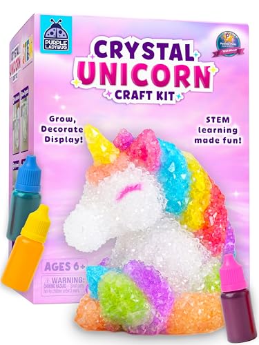 Crystal Growing Kit STEM Project for Kids Ages 8-12, Crystal Making Experiment for Girls, Grow Your Unicorn Crystal, Fun Summer Vacation Science Kit, Birthday Gifts for Kids Ages 6 7 8 9 10 11 12