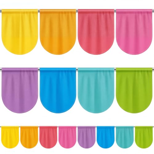CrystalSylara 8 Pcs School Classroom Curtains Colorful Back to School Curtains Growth Mindset Window Cover for Primary Kindergarten Daycare Playroom Bedroom Decor 21.6'' x 17.3''(Bright Color)