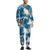 CSIVKEJ Shark Print Men's Long Sleeve Pajama Set Soft Crewneck Sleepwear Lounge Set