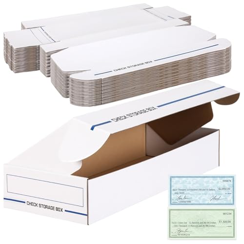 Ctosree 12 Pack File Check/deposit Slip Storage Box, Standard Setup, Attached Lid, 4 x 9 x 24 Inches, White/blue, Flip Top Closure, Lightweight, Stackable for File, Check, Deposit
