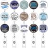 Ctosree 15 Pcs Sterile Processing Badge Reel Gifts Retractable ID Badge Holder Bulk Clip Cute Reel Lanyards for Hospital SPD Tech Surgical Tech First Assistant ICU Nurse Student Work Accessories