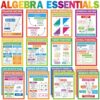 Ctosree 18 Pcs Math Posters for High School Classroom, 14 x 11 Inch Algebra Posters for Middle School Math Classroom Decor, Functions Quadratics Exponents Slope Reference Charts, Teacher Set