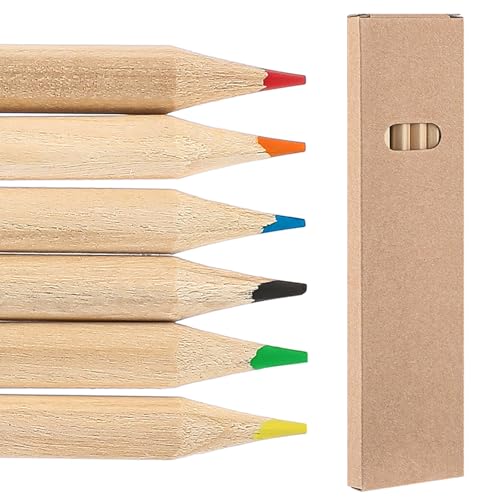 Ctosree 1 Pack Mini Colored Pencils Bulk Coloring Pencil in Boxes Back to School Gifts for Students Kids Classroom Rewards, Party Favor, Goodie Bag Fillers, 6 Per Pack (Natural Wood,7'')
