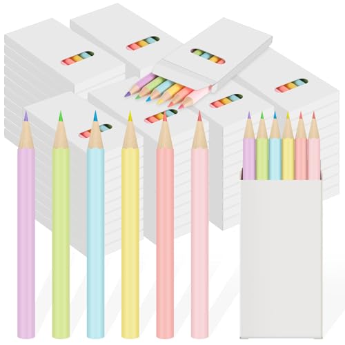 Ctosree Mini Colored Pencils Bulk Coloring Drawing Pencil in Boxes End of Year Gift for Students Kids Classroom School Painting Birthday Party Favor, 6 Per Pack(60 Packs,Pastel,3.5'')
