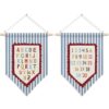 CUANFDDSF Alphabet Numbers Classroom Wall Art, Kids Room Wall Decor Hanging Pennant Flag, Blue Striped Educational Canvas Banner Decorations for Classroom Kids Room Bedroom Decor, 11x15 Inch Set of 2