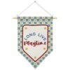 CUANFDDSF Kids Playroom Wall Art, Long Live Playtime Wall Decor Hanging Pennant Flag, Retro Blue Checkered Canvas Banner Decorations for Kids Nursery Room Playroom Classroom Decor, 11x15 Inch