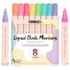 CUHIOY Pastel Chalk Markers for Blackboard, 8 Color Liquid Dry Erase Marker for Chalkboard, Erasable 6mm Reversible Tip Drawing Chalk for Display DIY Windows Glass Painting - Gifts for Artists
