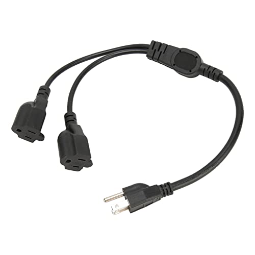 Cuifati 3 Prong Y Splitter Extension Cord, 1 to 2 Male to Female Power Cable, Heavy Duty 15A/125V Indoor Power Strip for Computer Monitor Printer LED Light, Black 3 Pin Extension Cord
